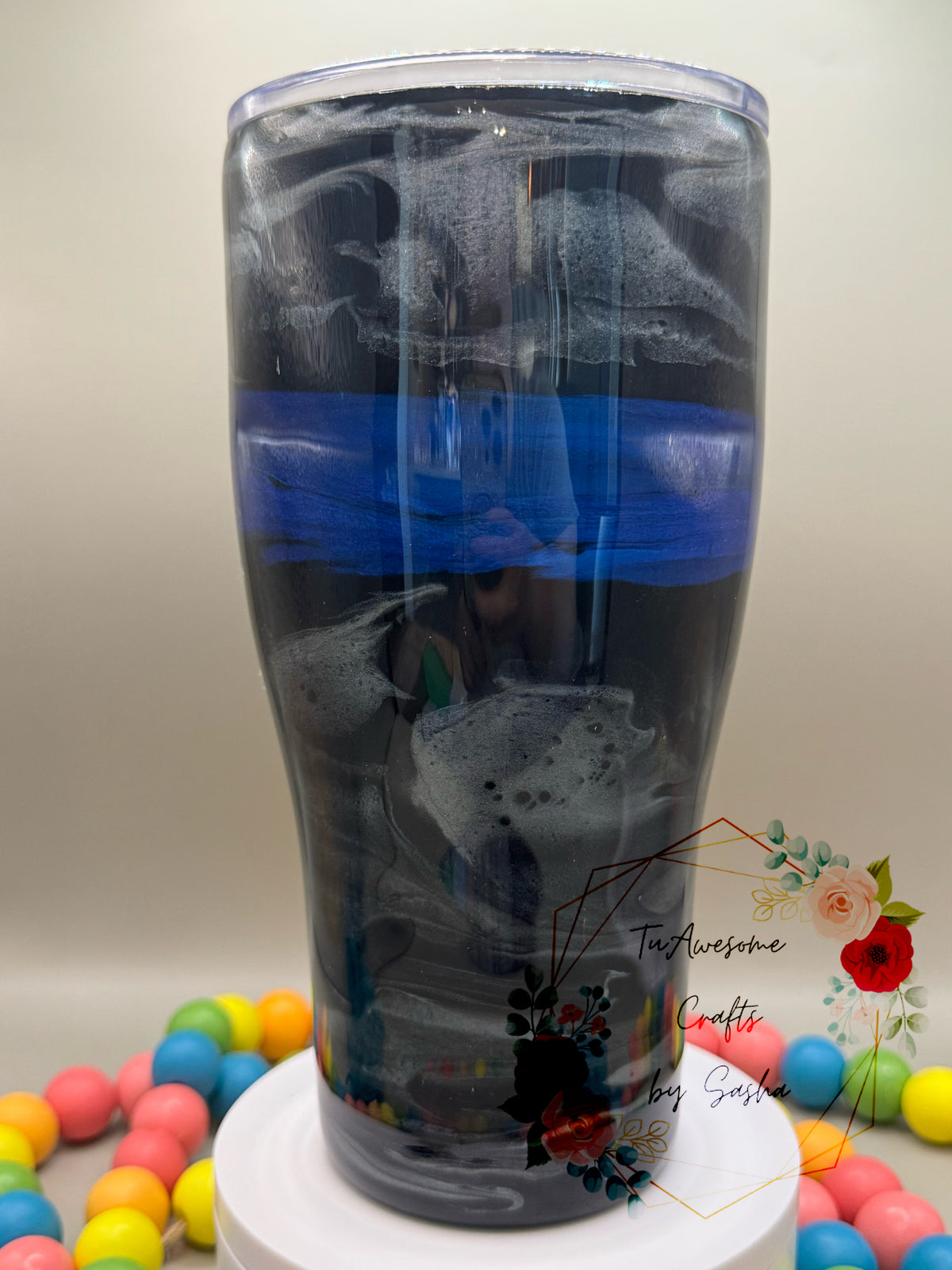 Blue Line Mica Powder Swirl 30oz Modern Curve Tumbler
