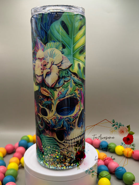 Floral Skull Glow 20oz Tumbler